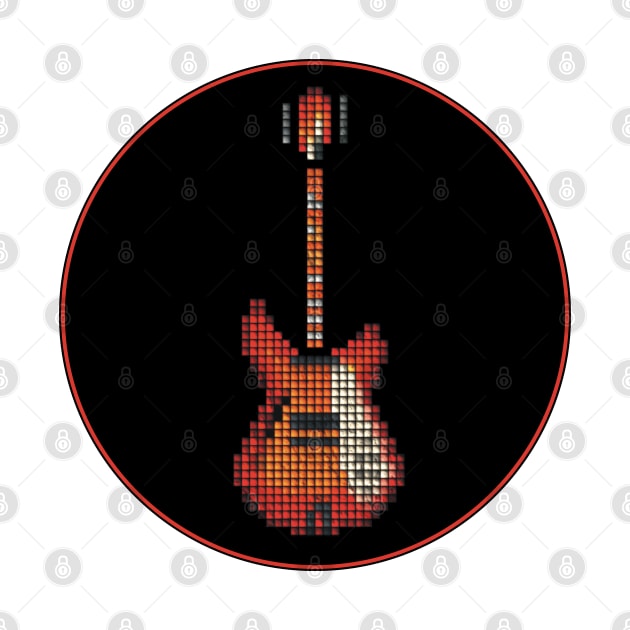 Tiled Pixel 360 12-String Guitar in a Black Circle by gkillerb