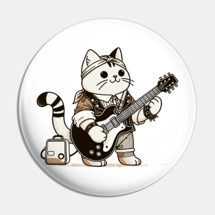 Cat Playing Electric Guitar Rock Music Funny Cat Pin