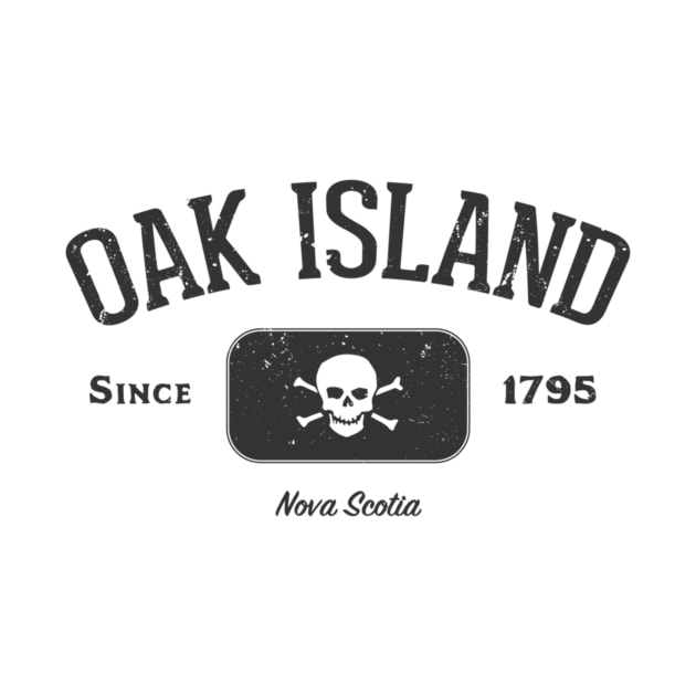 Oak Island Pirate Skull and Crossbones Gift Product - Black by Kimhanderson