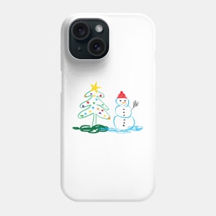 Ugly Christmas tree and snowman Phone Case