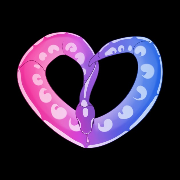 Ball Python Heart (Bi Pride Design) by larkspurhearts