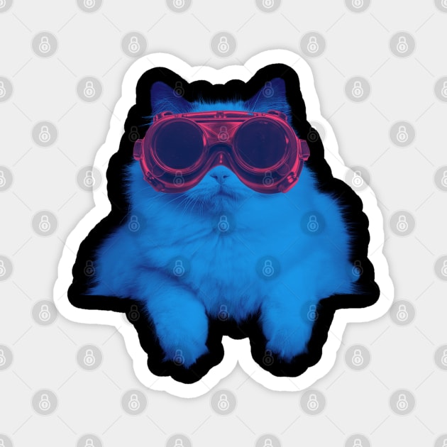 Cyberpunk Cat With Glasses Magnet by FullOnNostalgia
