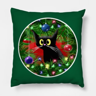 Cat and Christmas Tree Pillow