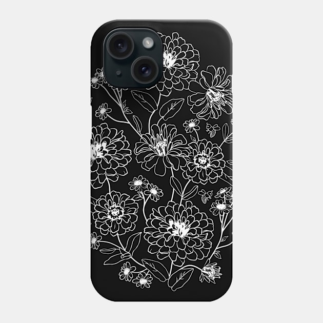 Black and white floral pattern Phone Case by lents