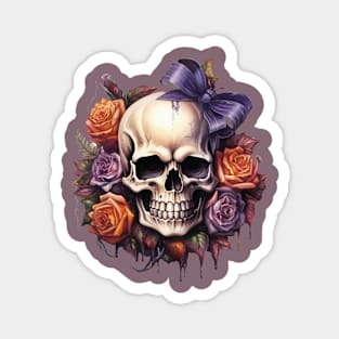 Halloween Skull bow roses Magnet