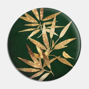 Golden Bamboo Leaves Pin