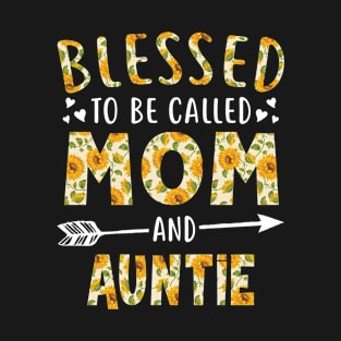 Blessed to Be Called Mom and Auntie Sunflower Christmas T-Shirt