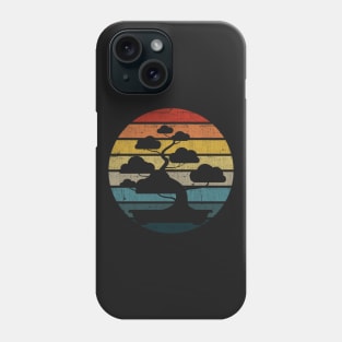 Bonsai Silhouette On A Distressed Retro Sunset print Phone Case