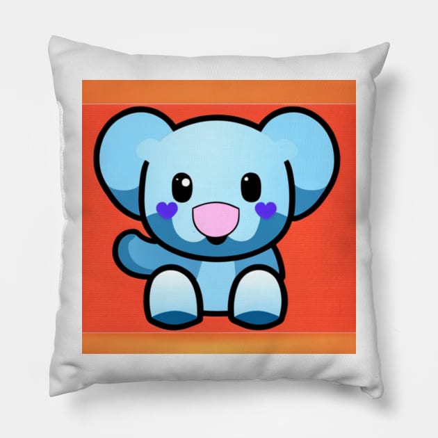 Cute Kawaii Baby Elephant - cute art for kids Pillow by thisishri