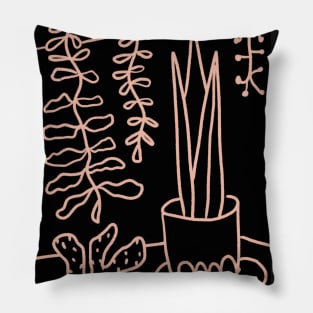 Plant line illustration on black Pillow