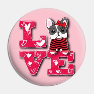 Cute Frenchie Puppy Girl Love Valentines Day Gift Pin