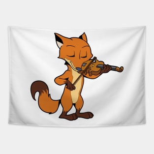 Comic fox playing violin Tapestry