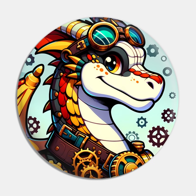 Steampunk Anthro Scalie Dragon Art Pin by Blue Bull Bazaar