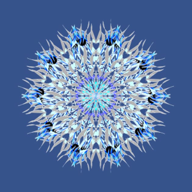 blue grey white ice flake mandala by katerina-ez