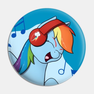 Rainbow Dash with Headphones Pin