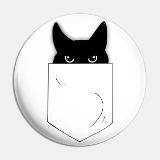 Peeking Black Cat in a Pocket Pin