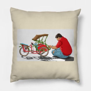 rickshaw repair Pillow