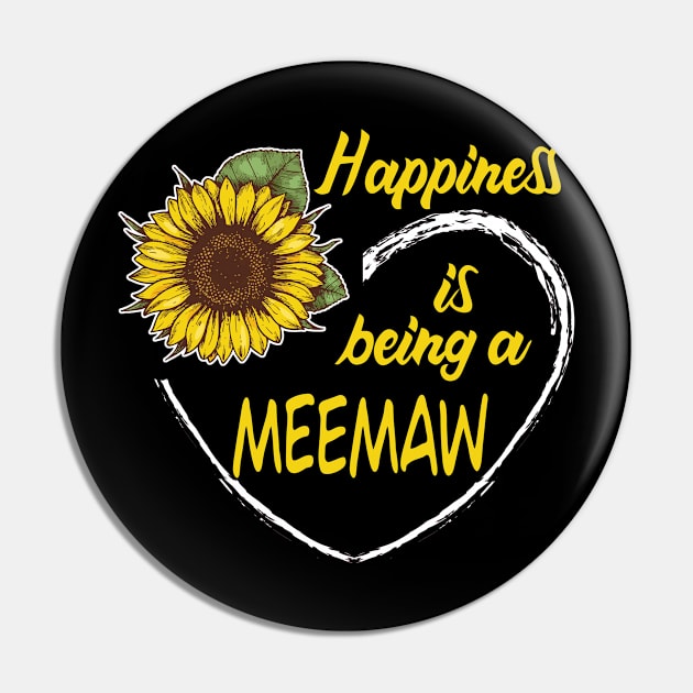 Happiness Is Being A Meemaw Sunflower Heart Pin by mazurprop