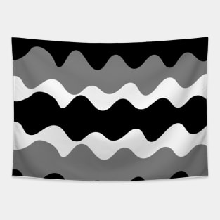 Grey, black and white horizontal waves pattern Tapestry