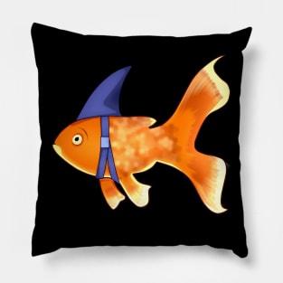 Funny Fish Brave Goldfish Pretending to be a Shark Pillow