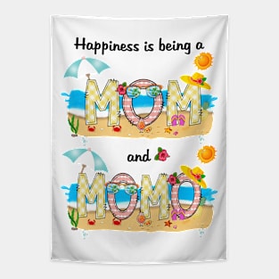 Happiness Is Being A Mom And Momo Summer Beach Happy Mother's Tapestry