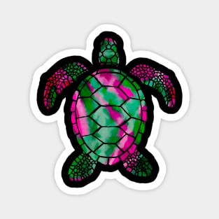 Pink and Green Watercolor Sea Turtle Magnet