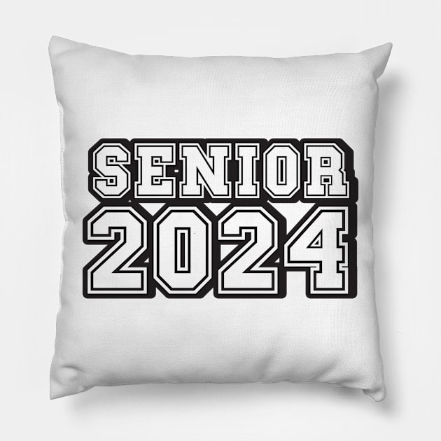 Retro Black tipography Senior 2024 Sport Old Graduation Pillow by HomeCoquette