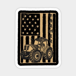 Vintage American flag tractor gift for farmer Magnet