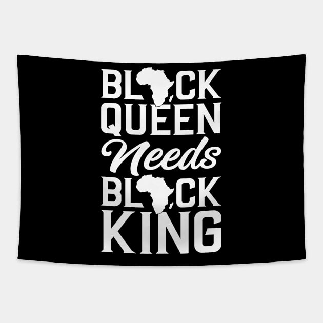 Black Queen Needs Black King Tapestry by Afrinubi™