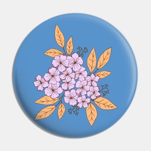 Vintage hydrangea flowers botanical design in lavender and blue Pin