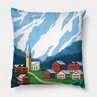 Switzerland, Alps - Retro travel minimalistic poster Pillow