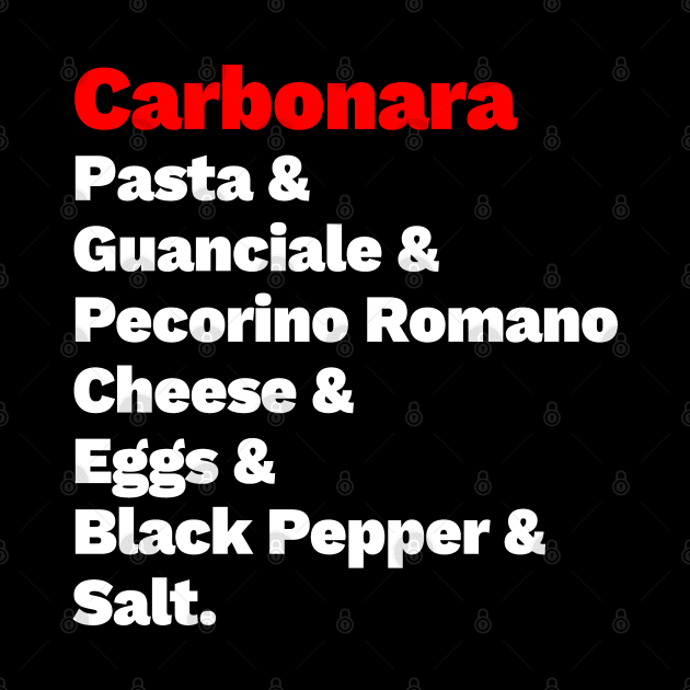 Carbonara Ingredients white by LanfaTees