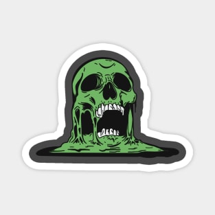 Lime green melting skull Magnet