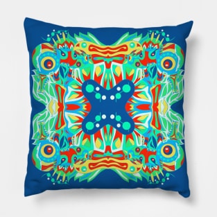 monster dogu mecha robot in ecopop pattern Pillow