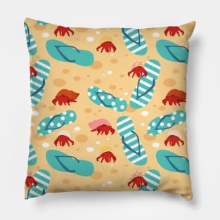 Hermit Crab and Flip Flops Pillow