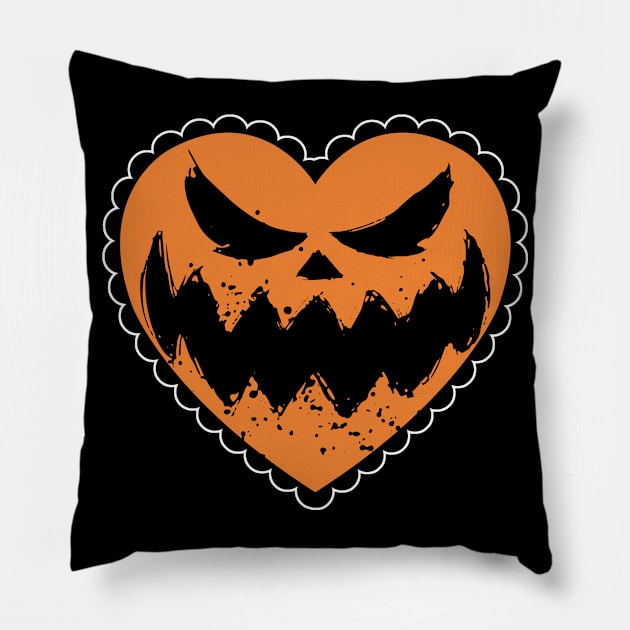 Pumpkin Heart Face Pillow by Rockadeadly