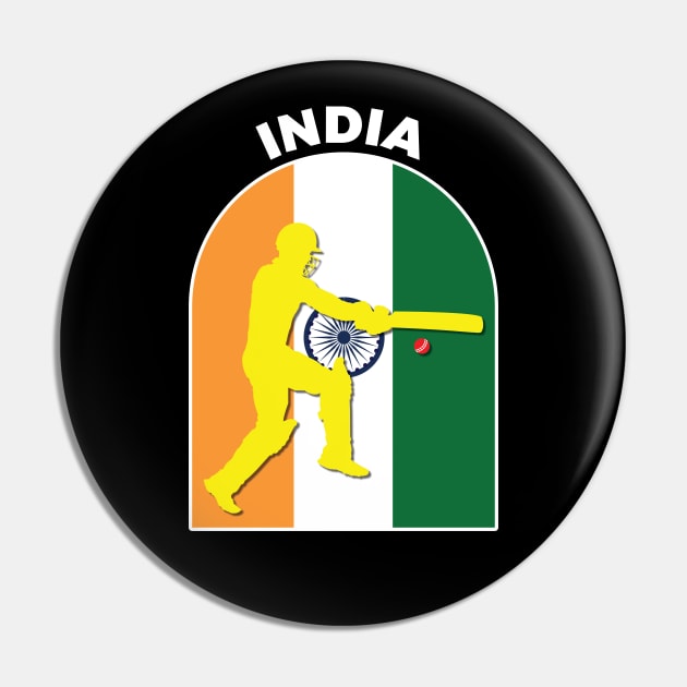 India Cricket Batsman India Flag Pin by DPattonPD