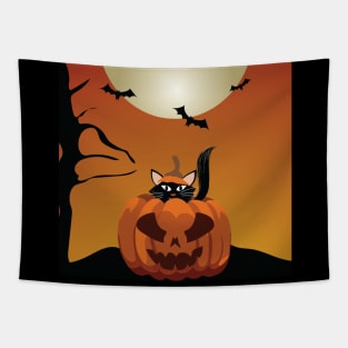 Halloween Pumpkin Cat I Holidays Tapestry