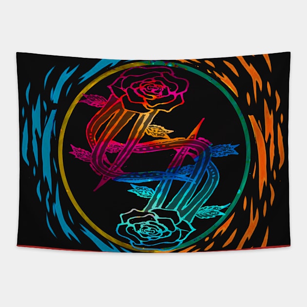 yin yang roses Tapestry by pin store