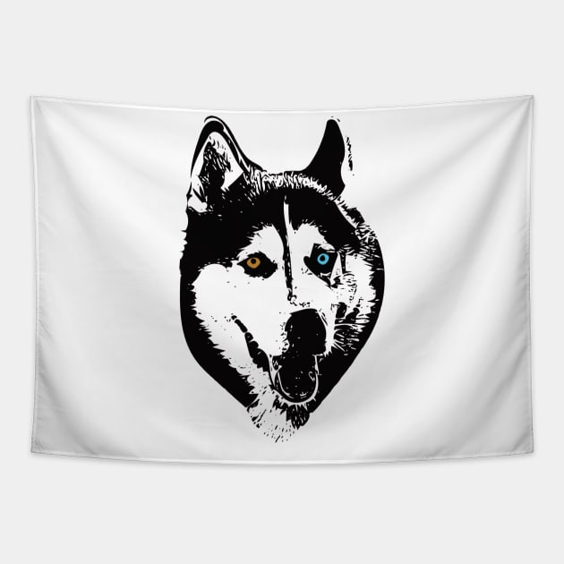 Siberian Husky Face Design Tapestry by DoggyStyles