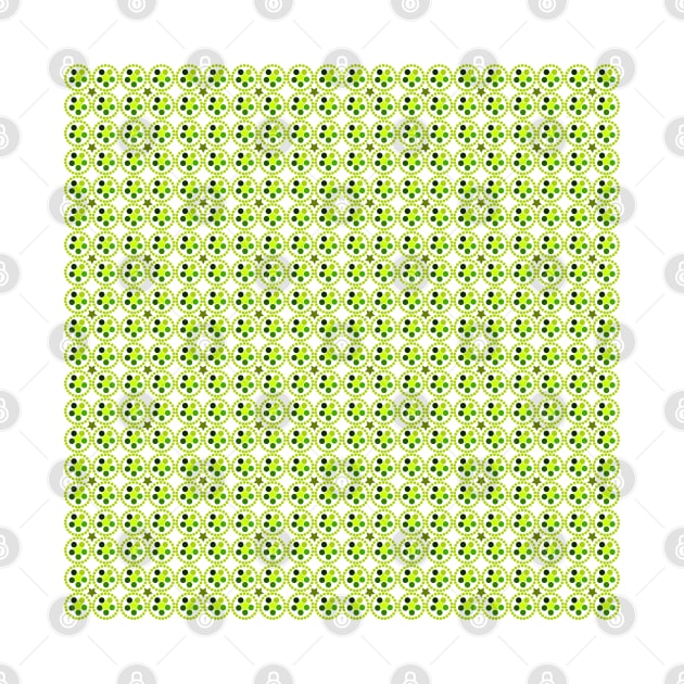 Simple spring toned pattern made of circles, stars and tones of green by stephenignacio