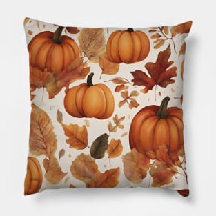 Fall Pattern Pumpkins and Leaves Pillow