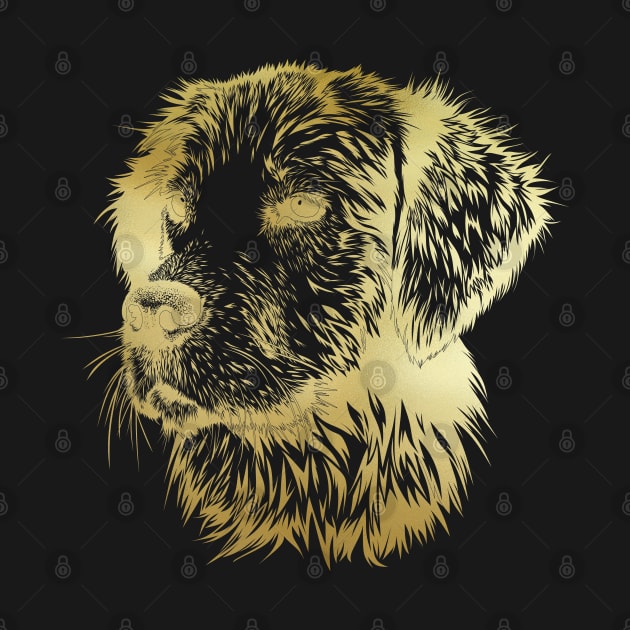 Gold Foil Dog Portrait by Amanda Jane