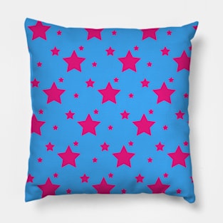 Pink Stars on Blue Pillow