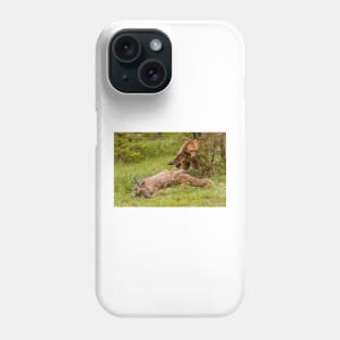 Grizzly Chasing Wolf Phone Case