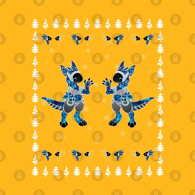 Protogen Christmas Blue Head and Tree furry fursuit pattern by Surfer Dave Designs