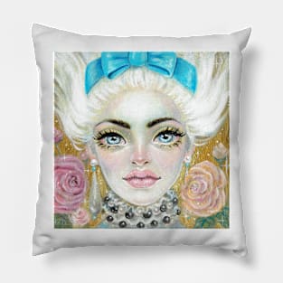 Marie Antoinette with Blue Bow Pillow