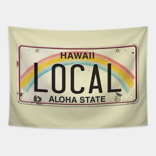 Local Vintage Hawaii License Plate Tapestry by HaleiwaNorthShoreSign