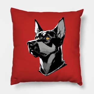 Stunning and Cool German Pinscher Monochrome and Gold Portrait for Father's Day Pillow