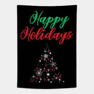 Happy Holidays, Xmas, Christmas Tree Design Tapestry